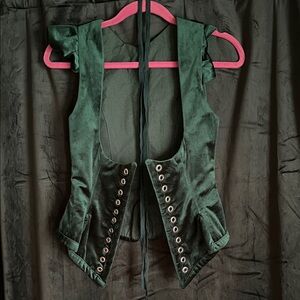 ARMSTREET LIKE BODICE GREEN VELVET LARP RENFAIRE SCA MEDIEVAL CORSET PRINCESS